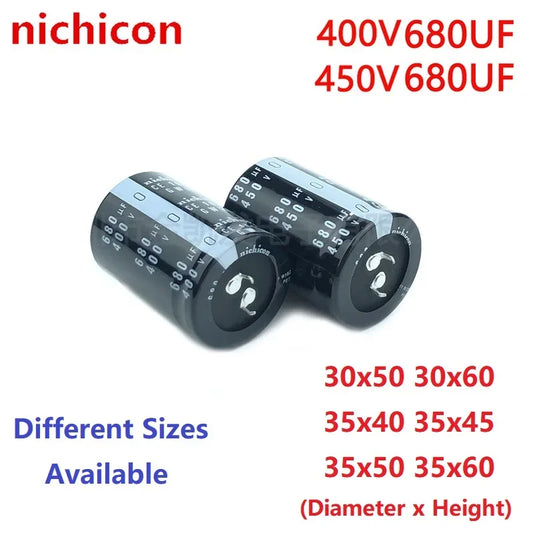 2Pcs/Lot Nichicon 680uF 400V 680uF 450V 400v680uF 450V680uF 30x50/60 35x40/45/50/60 Snap-in PSU Capacitor